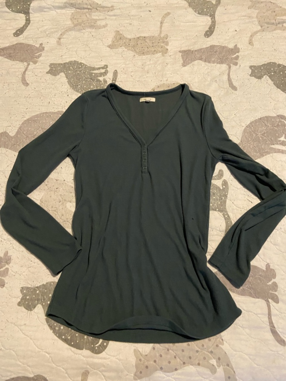 Teal Ribbed Henley